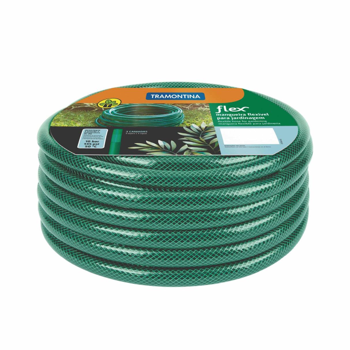 Tramontina Flex 6m Green Garden Hose with Thread Connectors and Sprayer