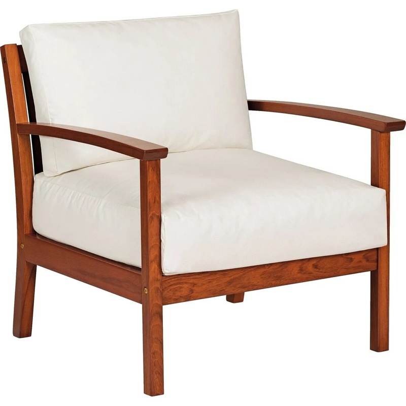 Tramontina Fitt 1 Seat Sofa in Jatoba Wood with Armrest With Cushion Delivery Only (Not Assembled)