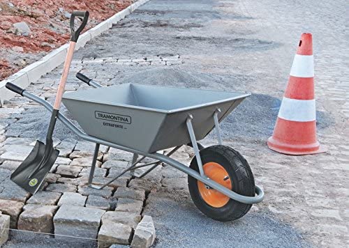 Tramontina Wheelbarrow Extraforte with Gray Metal Heavy-duty Bucket 65L Metallic Handle and Pneumatic Tire