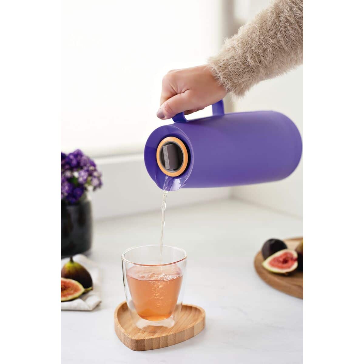 Tramontina Exata Purple Plastic Thermal Flask with 1 Liter Glass Liner