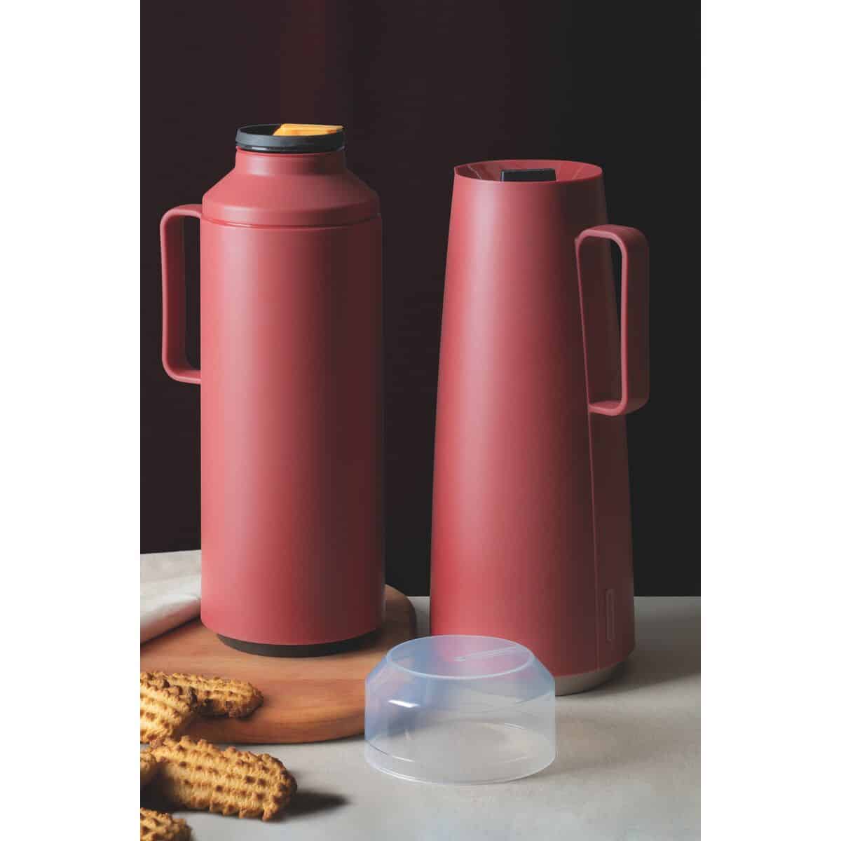 Tramontina Exata Red Plastic Thermal Flask with 1 Liter Glass Liner