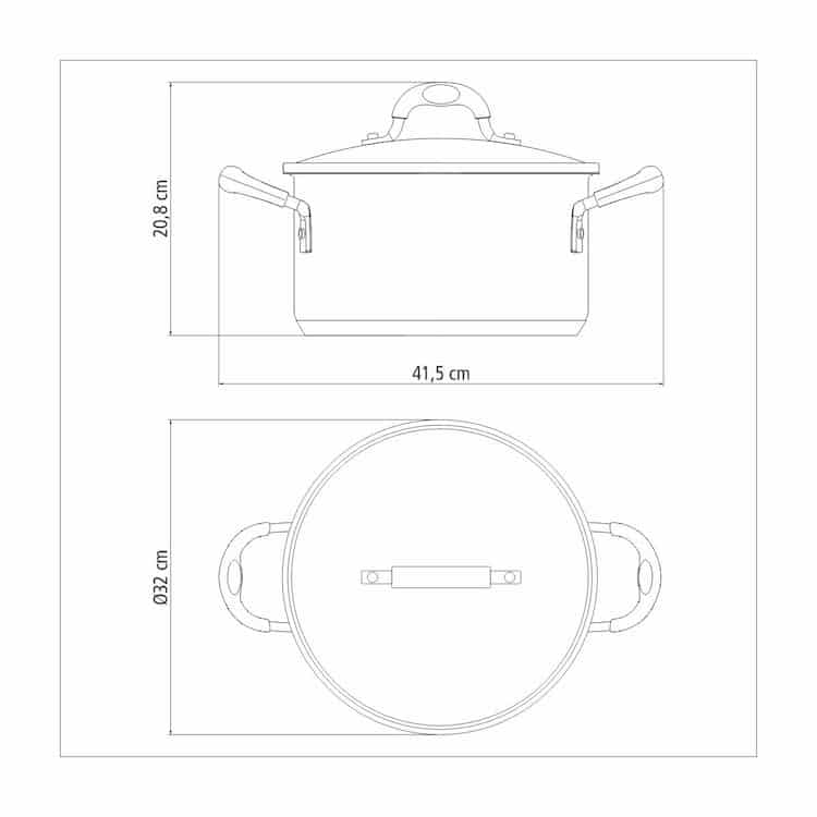 Tramontina Solar Silicon 30cm 8.9L Shallow Stainless Steel Casserole with Tri-ply Bottom