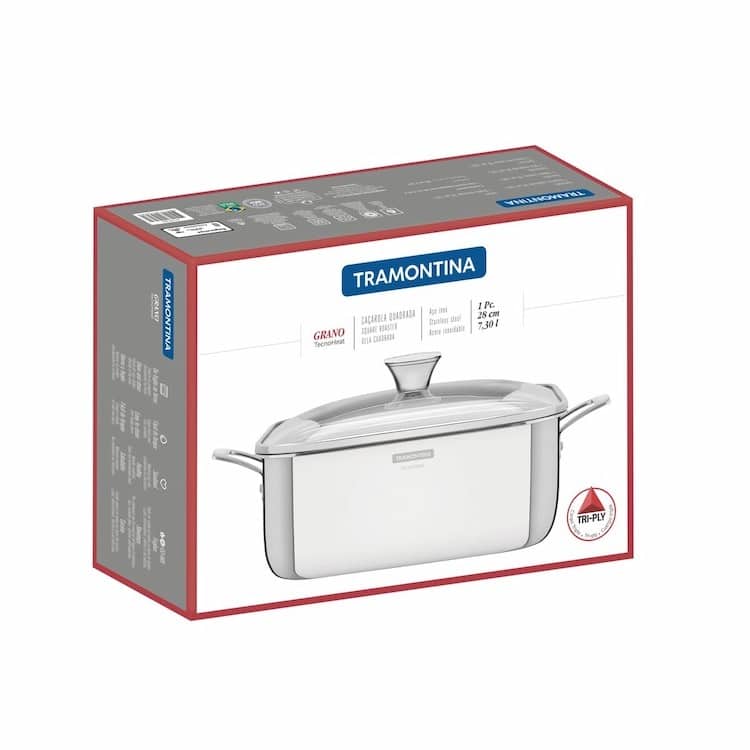 Tramontina Grano 7.3L Stainless Steel Square Casserole with Tri-ply Body