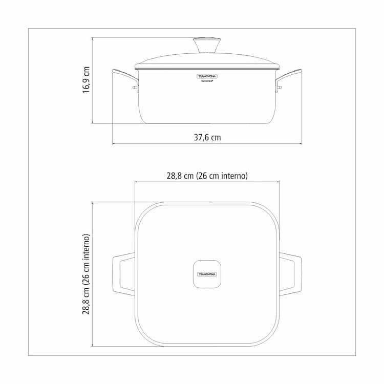 Tramontina Grano 7.3L Stainless Steel Square Casserole with Tri-ply Body