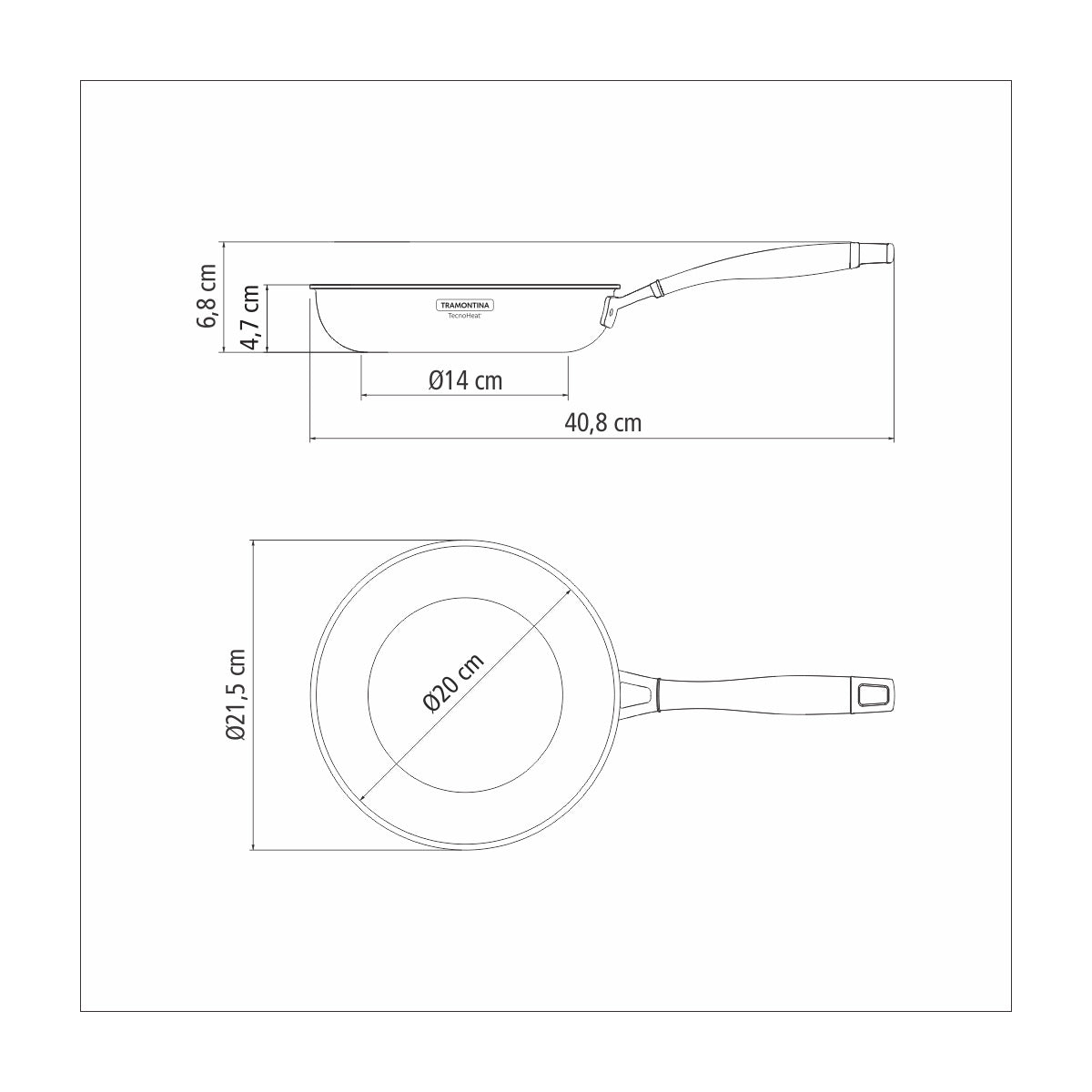 Tramontina Grano stainless steel frying pan with tri-ply body and interior graphite gray ceramic coating, 20 cm