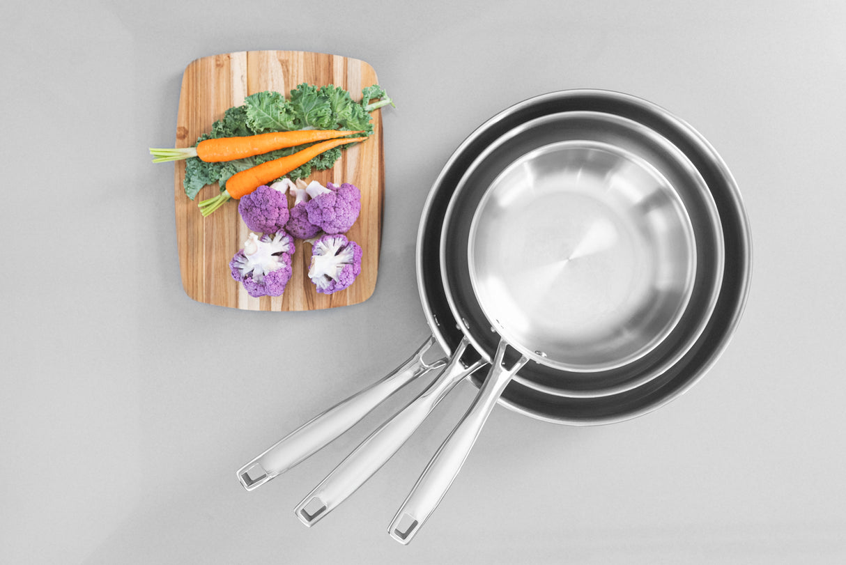 Tramontina Grano 26 cm 2.2 L shallow stainless steel frying pan with tri-ply body and long handle