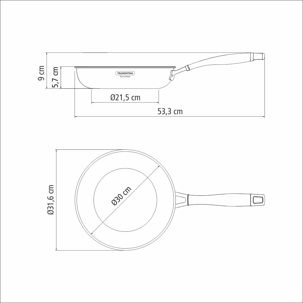 Tramontina Grano stainless steel frying pan with tri-ply body and interior graphite gray ceramic coating, 30 cm