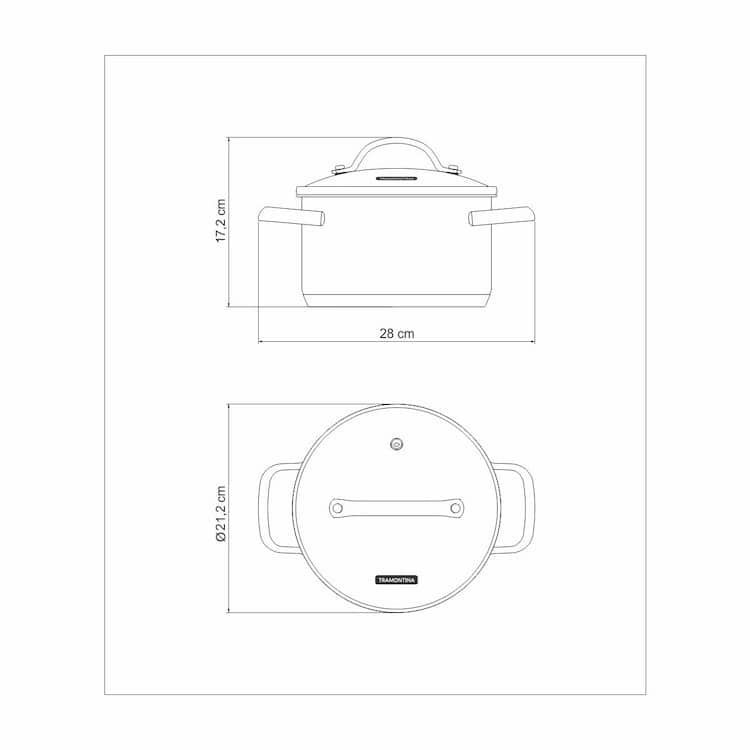 Tramontina Una 20cm 3.6L Stainless Steel Deep Casserole with Tri-ply Bottom