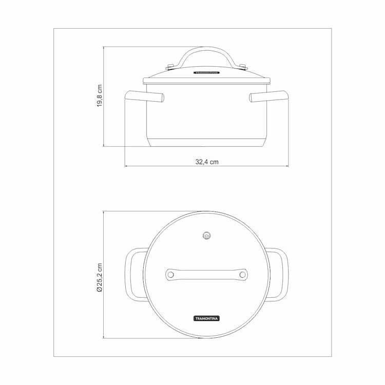Tramontina Una 24cm 6.1L Stainless Steel Deep Casserole with Tri-ply Bottom