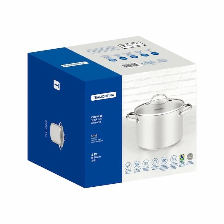 Tramontina Una 20cm 4.6L Stainless Steel Stock Pot with Tri-ply Bottom