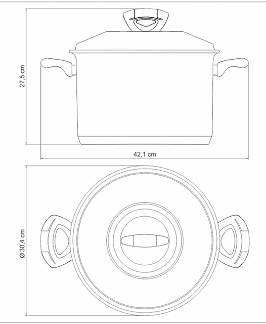 Tramontina Solar Bakelite 28cm 11.9L Stainless Steel Stock Pot with Tri-ply Bottom