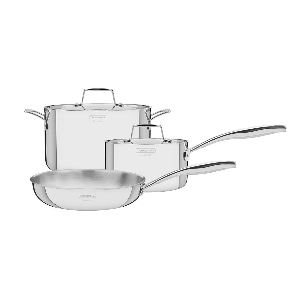 Tramontina Grano 5-piece stainless steel cookware set with tri-ply body