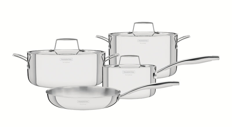 Tramontina Grano 7-piece stainless steel cookware set with tri-ply body