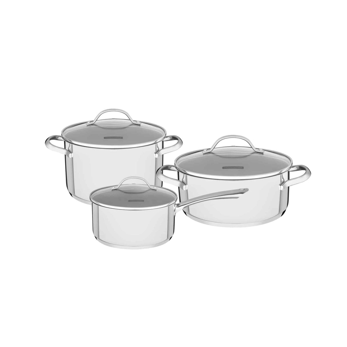 طقم أواني طهي ترامونتينا أونا من 6 قطع من الفولاذ المقاوم للصدأ مع قاعدة ثلاثية الطبقات