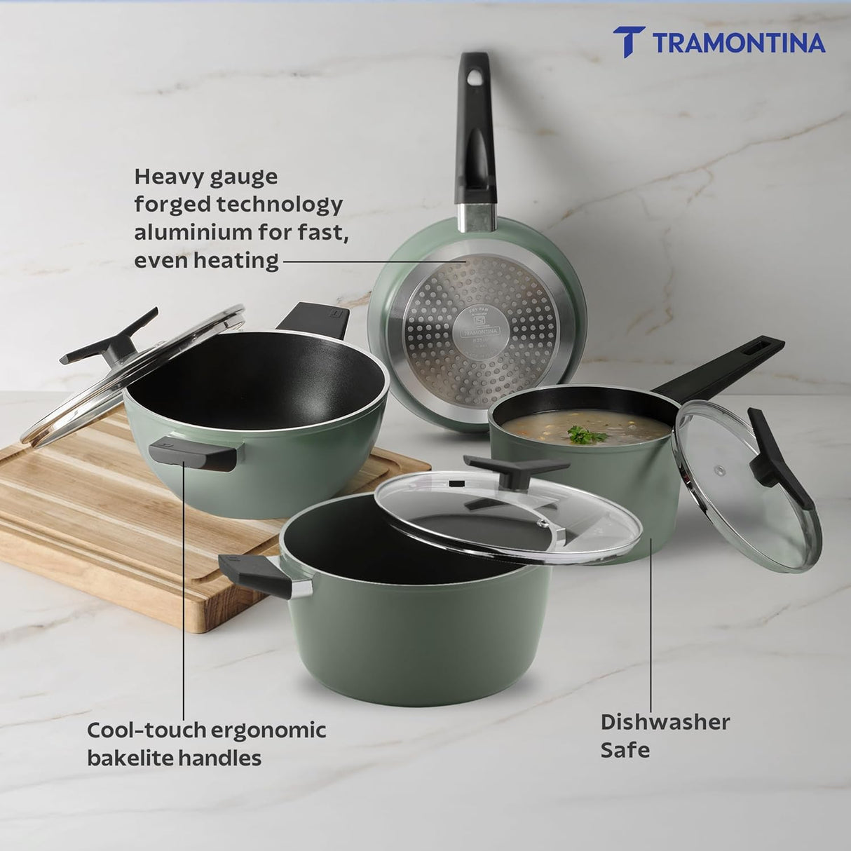 Tramontina Aura 7-Pieces Non-Stick Cookware Set – Sea Green