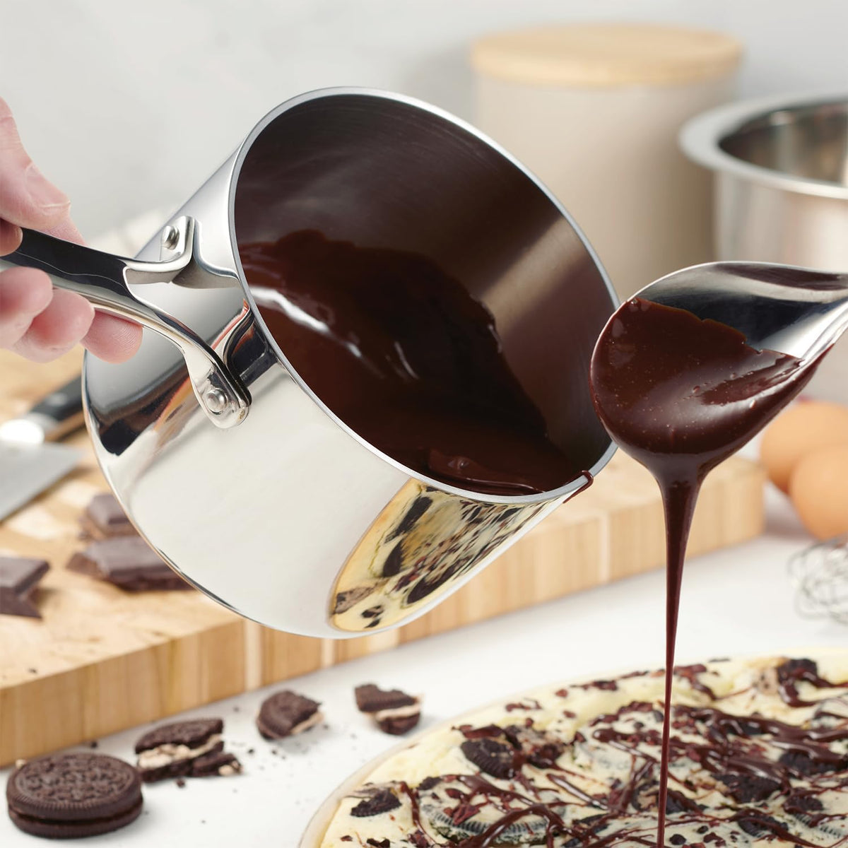 Tramontina Grano 16 cm 1,7 L stainless steel saucepan with tri-ply body, lid and long handle