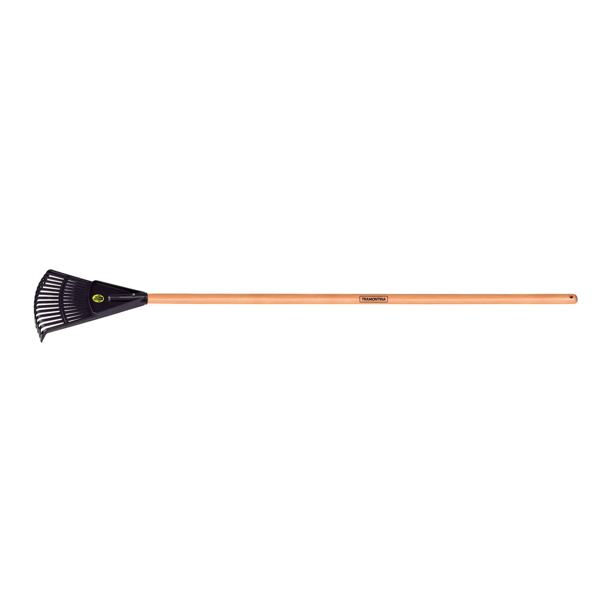 Tramontina 15 Teeth Black Polypropylene Garden Leaf Rake with 120cm Varnished-finish Wood Handle