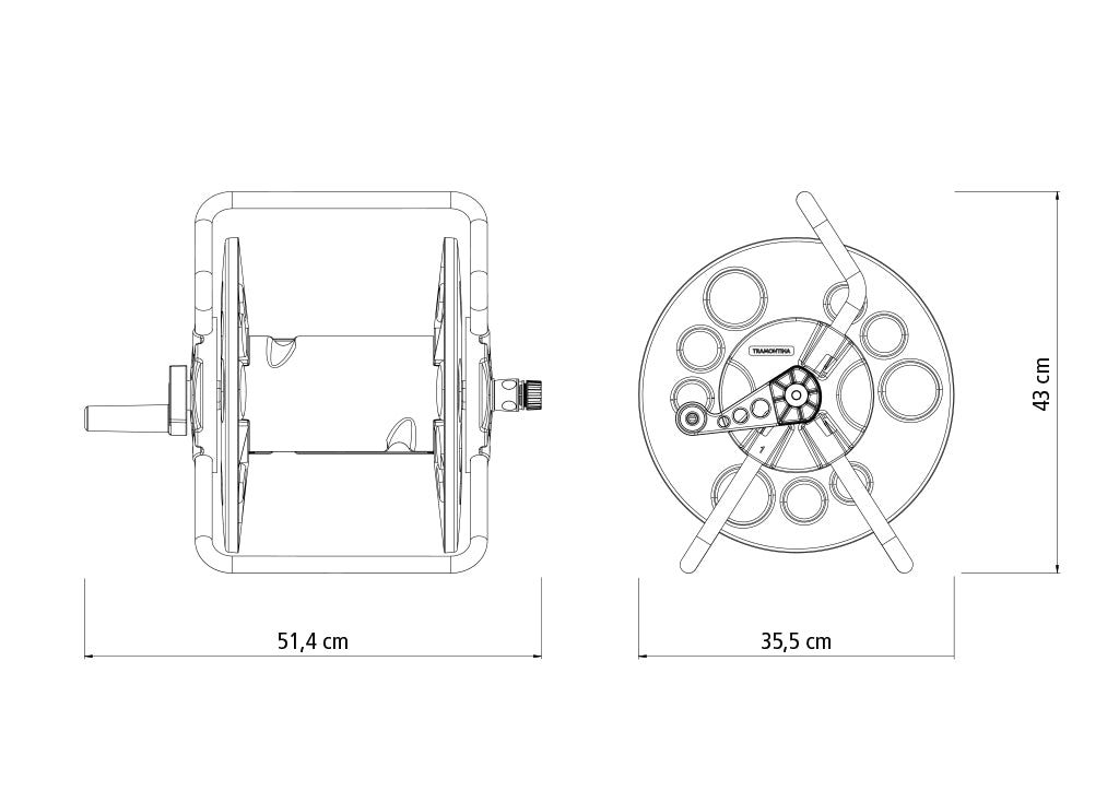 Tramontina Hose Reel made with Heavy-duty Polypropylene and Storage Capacity up to 55m Hose with 1/2-inch Diameter