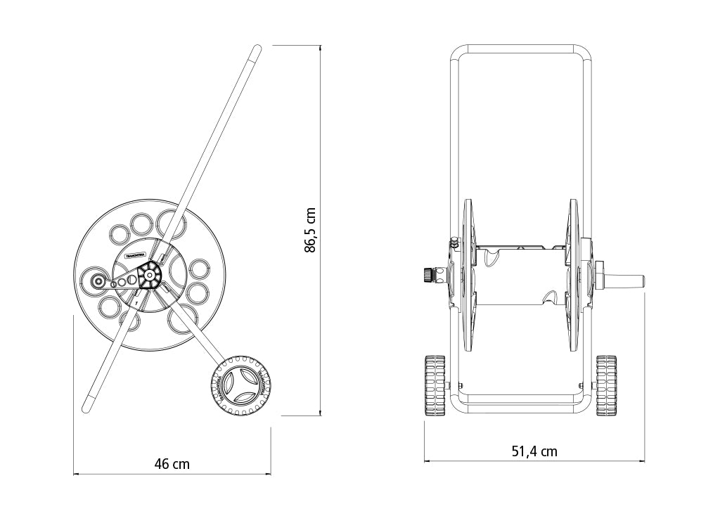 Tramontina Black Garden Hose Reel with Wheels store up to 55 meters of 1/2" hose