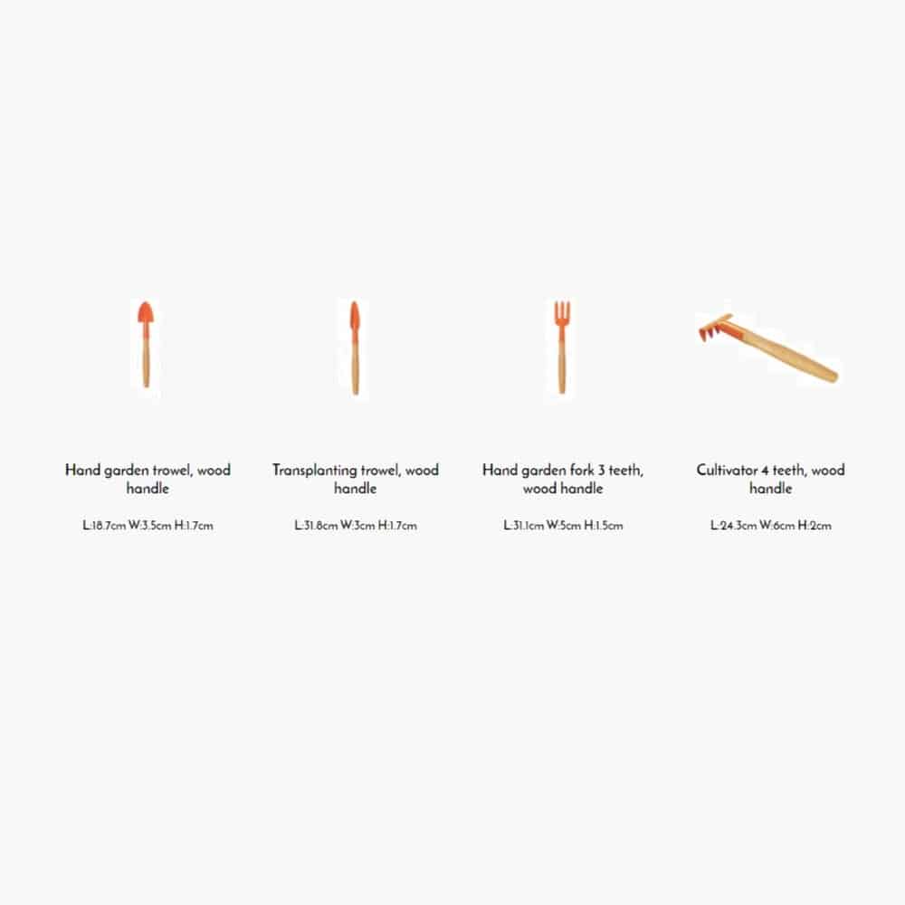 Tramontina 4 Pieces Garden Tool Set with Special Carbon Steel and Wood Handle includes Garden Trowel + Transplanting Trowel + 3 Teeth Garden Fork + 4 Teeth Cultivator