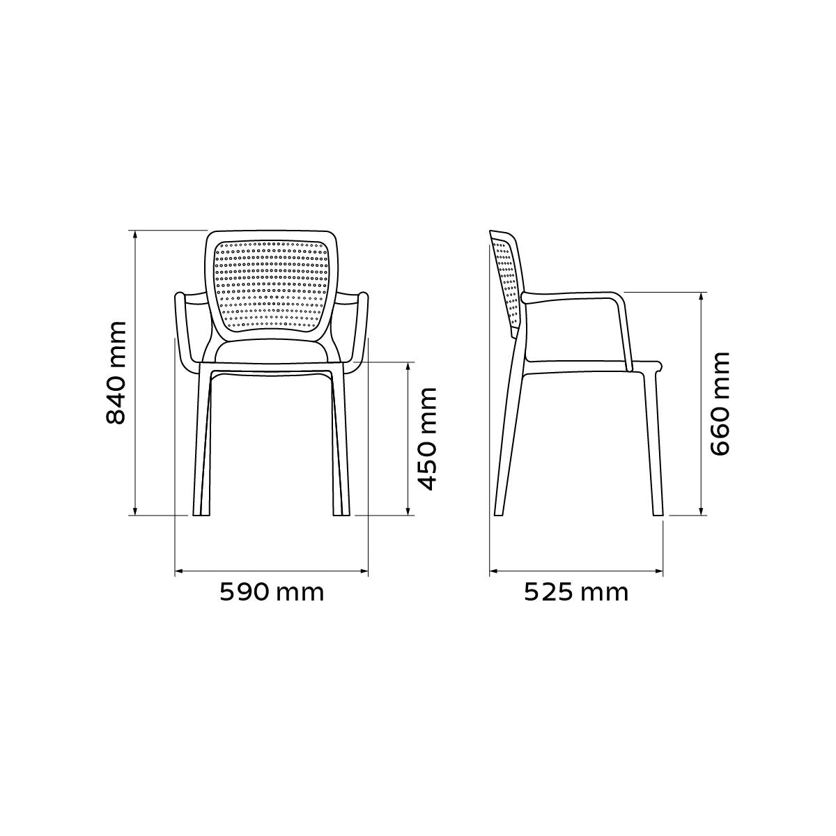 Tramontina Safira White Polypropylene and Fiberglass Chair with Armrests