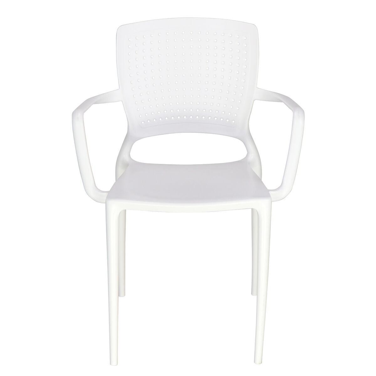 Tramontina Safira White Polypropylene and Fiberglass Chair with Armrests