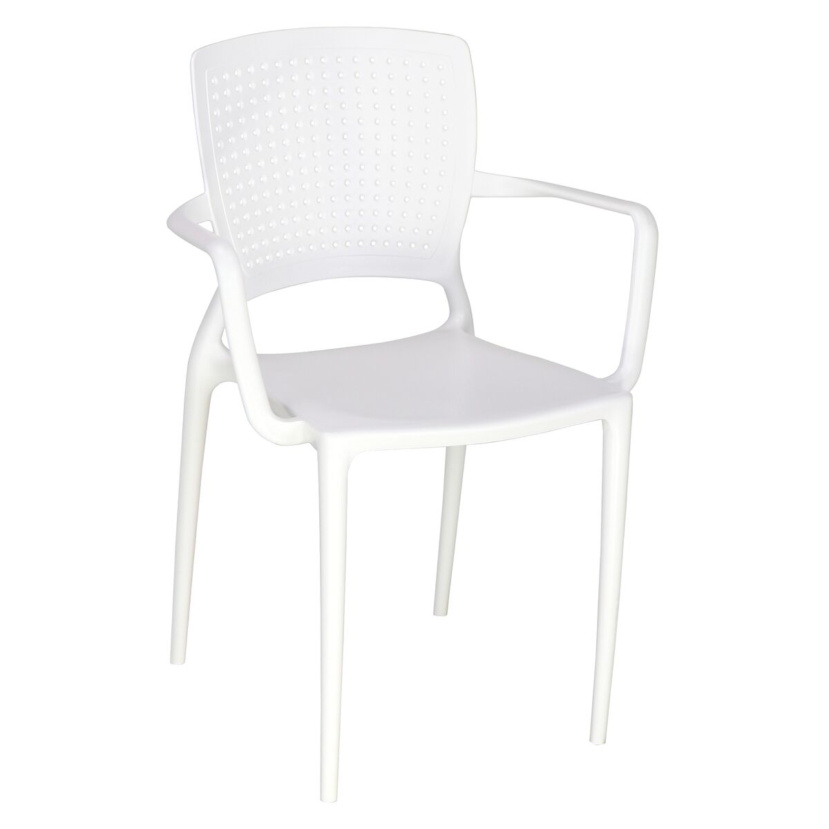 Tramontina Safira White Polypropylene and Fiberglass Chair with Armrests