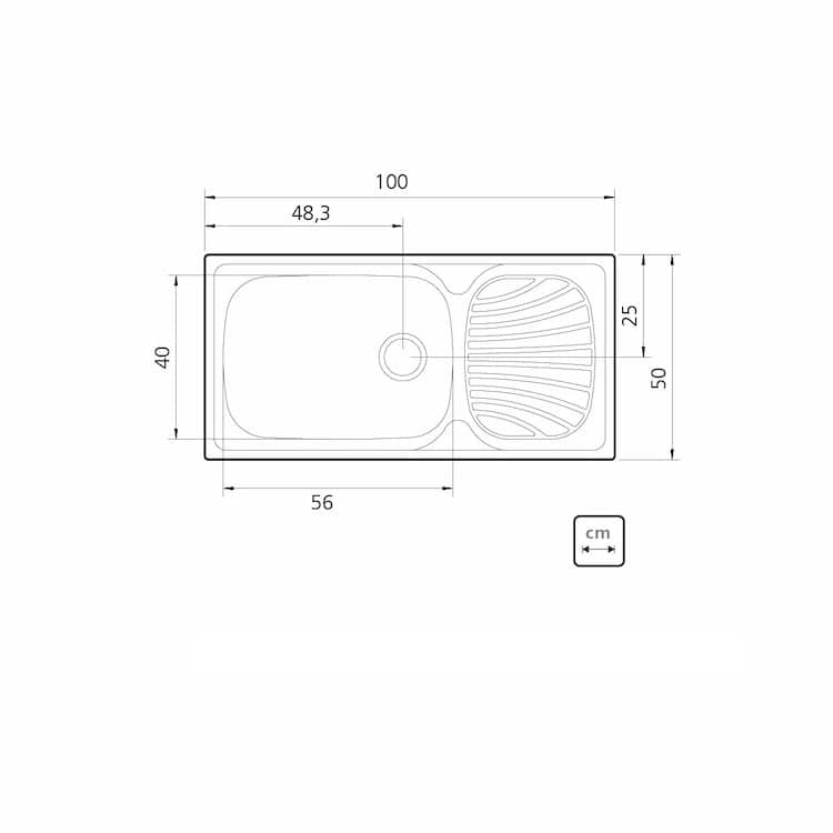 Tramontina Alpha 100x50cm 56 R Stainless Steel Inset Sink with Drainer