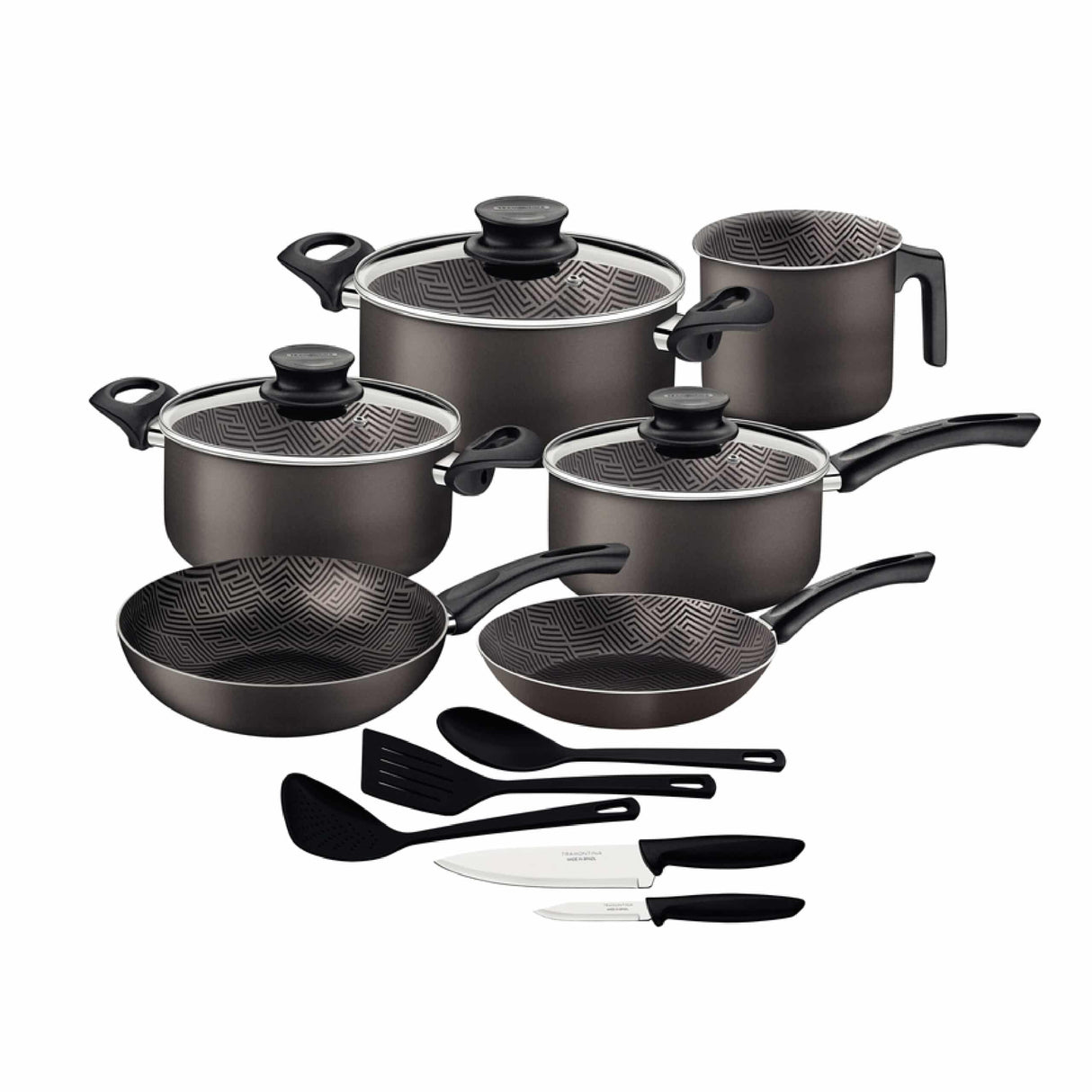 Tramontina Paris 14 Pieces Lead-Colored Aluminum Cookware Set