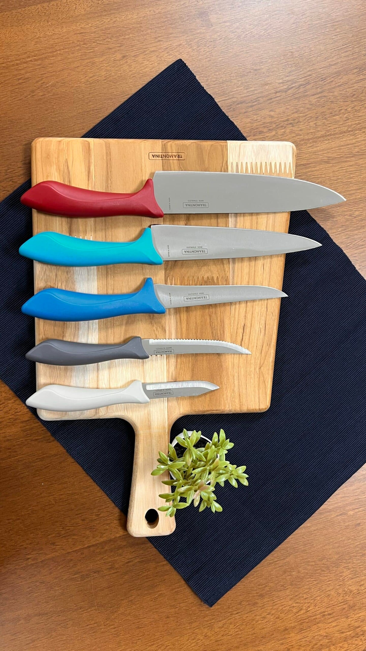 Tramontina Affilata 5 Pieces Knife Set with Stainless Steel Blade and Multicolor Polypropylene Handle