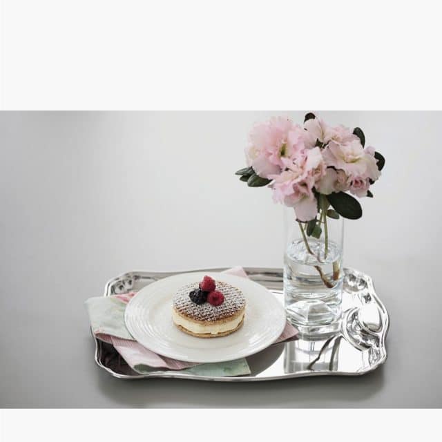 Rectangular Tray 34 cm with Handle Made of Stainless Steel Mirror Polish