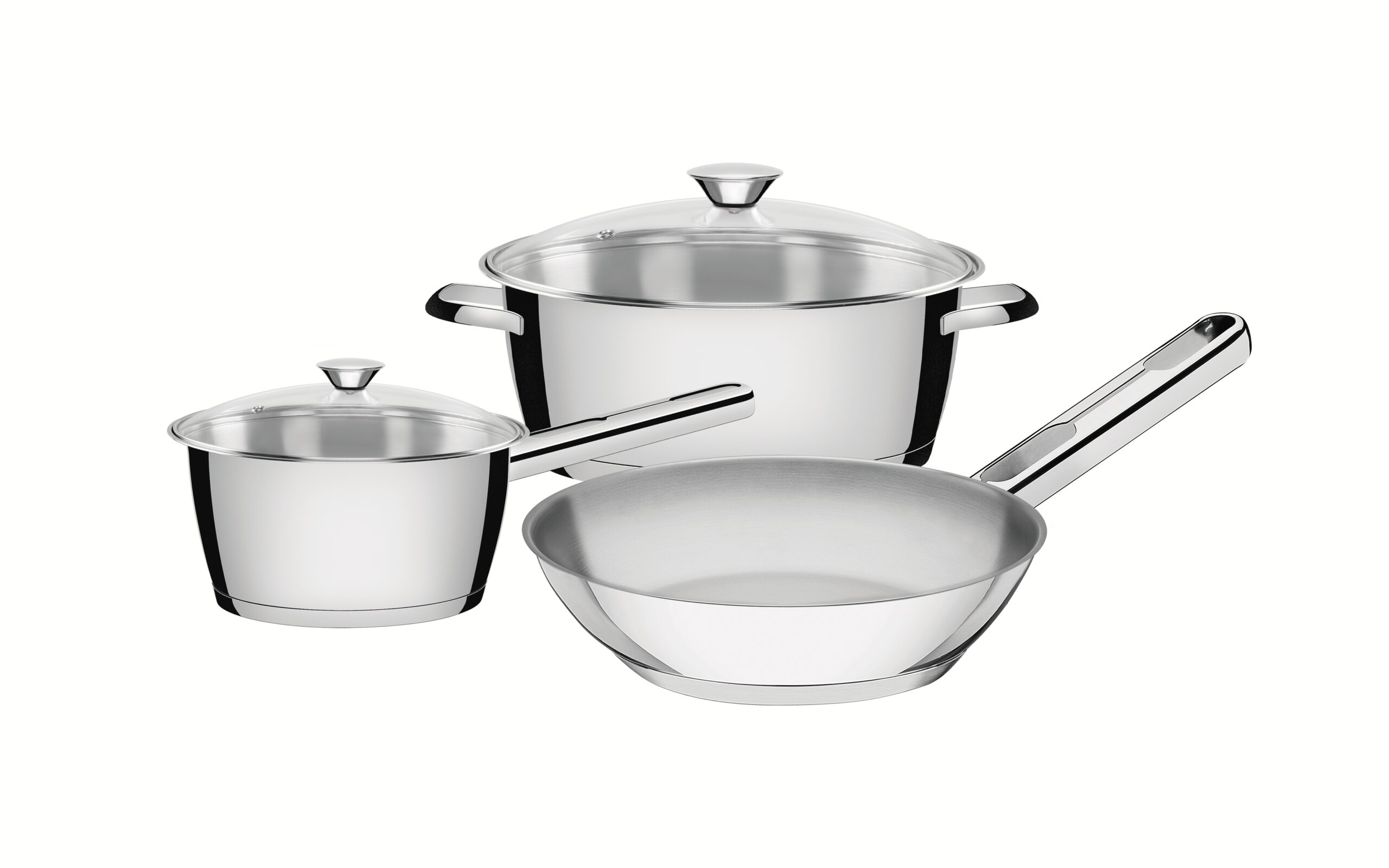 Allegra Stainless Steel Cookware Set With Tri Ply Base 3 Pc Set