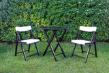 Tramontina Potenza FSC 3-Piece Set Folding Chairs and Table with Tobacco Tauari Wood and White Plastic