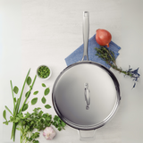 Tramontina Grano 30 cm 5.6 L stainless steel frying pan with tri-ply body, lid and long handle