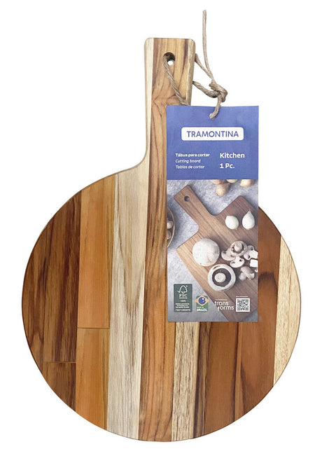 FSC Tramontina Round Board in Teak Wood with Handle 40x28 cm