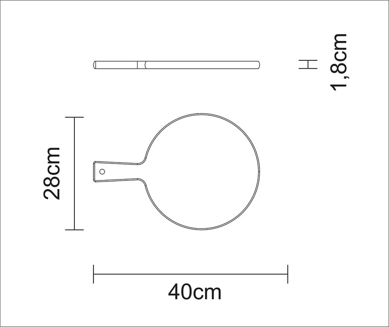 FSC Tramontina Round Board in Teak Wood with Handle 40x28 cm