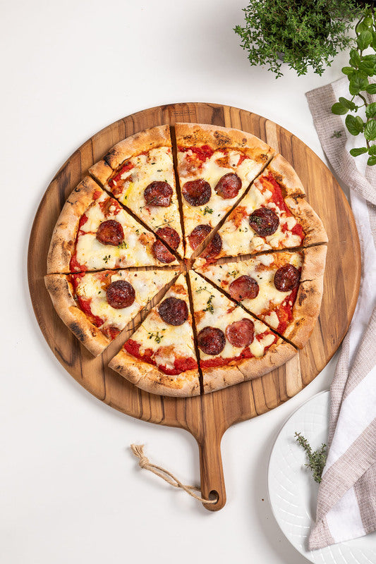 Tramontina Provence Round Pizza Board in FSC Teak Wood measuring 62 cm.