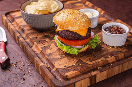 FSC Tramontina Rectangular Cube End Grain Barbecue Board in Teak Wood with Mineral Oil Finish, 45x35 cm.