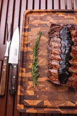 FSC Tramontina Rectangular Cube End Grain Barbecue Board in Teak Wood with Mineral Oil Finish, 45x35 cm.