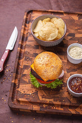 FSC Tramontina Rectangular Cube End Grain Barbecue Board in Teak Wood with Mineral Oil Finish, 45x35 cm.