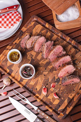 FSC Tramontina Rectangular Cube End Grain Barbecue Board in Teak Wood with Mineral Oil Finish, 45x35 cm.