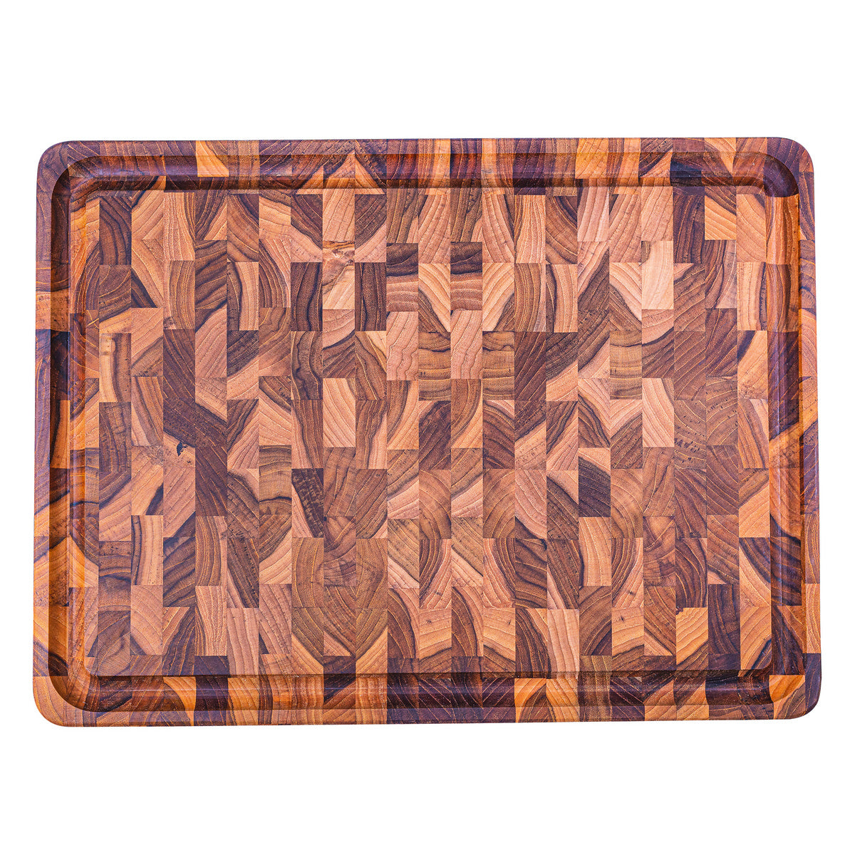 FSC Tramontina Rectangular Cube End Grain Barbecue Board in Teak Wood with Mineral Oil Finish, 45x35 cm.