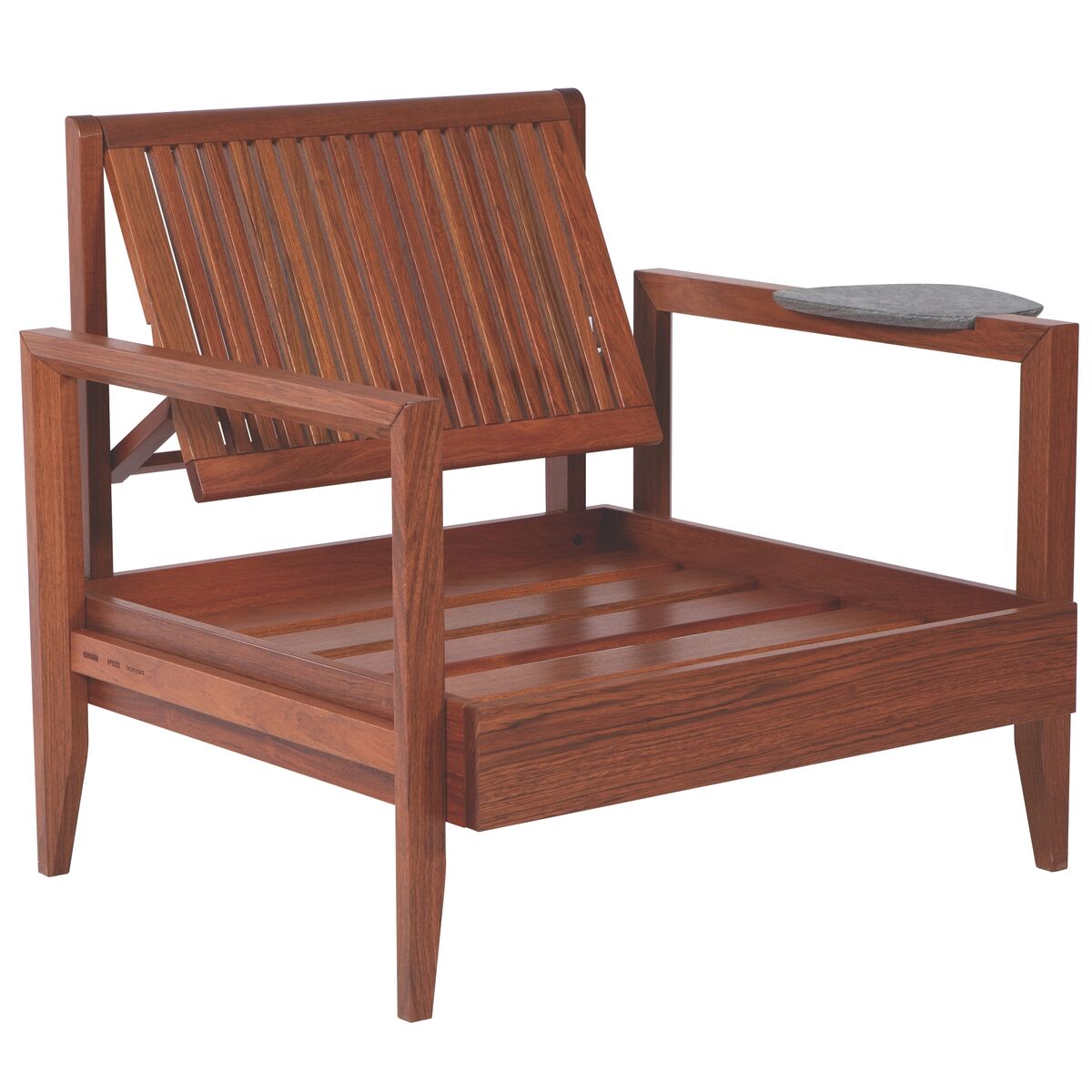 Tramontina Mood Armchair in FSC Certified Brazilian Jatobá WoodWith High Armrests and Soapstone