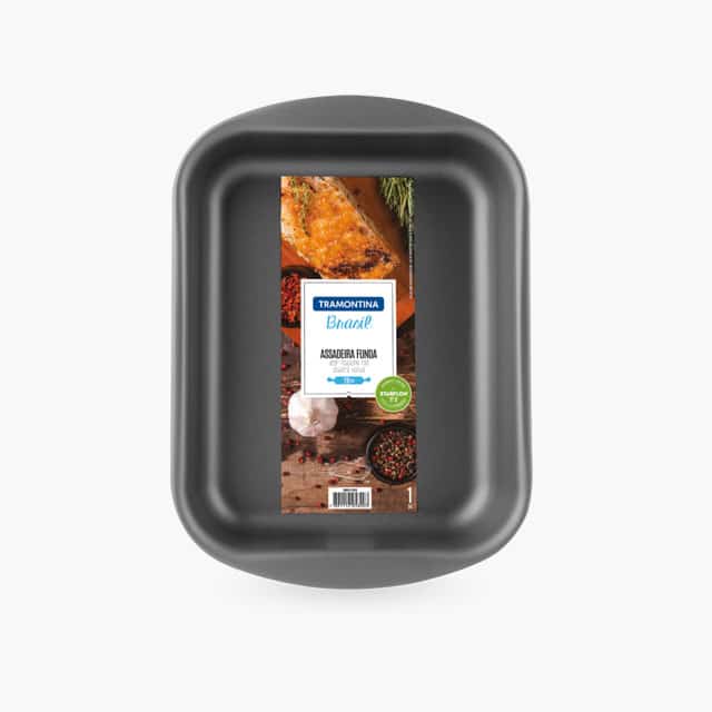 Tramontina Brasil 22cm 1.9L Graphite Aluminum Deep Roasting Pan with Interior and Exterior Starflon Max Nonstick Coating