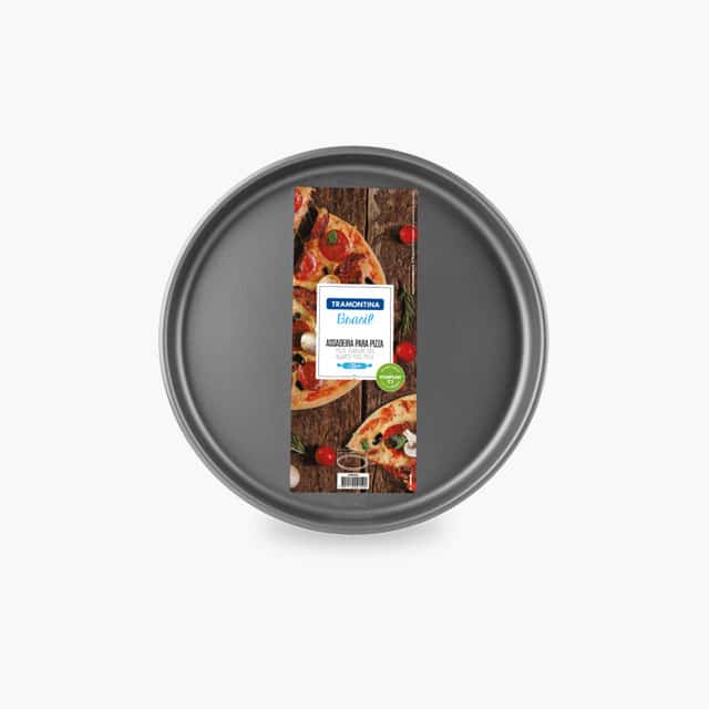 Tramontina Brasil 35cm 2.5L Graphite Aluminum Pizza Pan with Interior and Exterior Starflon Max PFOA Free Nonstick Coating