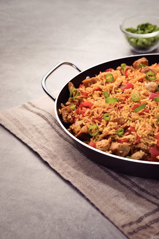 Tramontina Loreto Aluminum Paella Pan with Interior Starflon Max Nonstick Coating and Metallic Handles Graphite 38 cm, 5,4 L