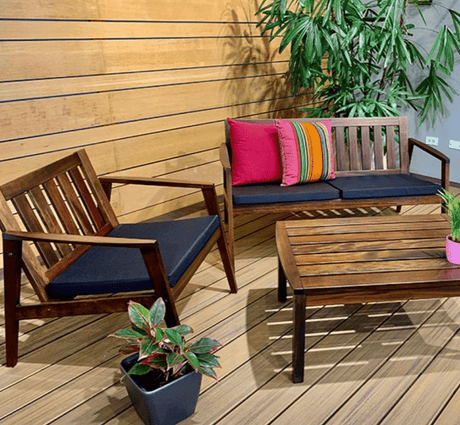 Tramontina Wooden Sofa Balcony in Jatoba Wood with Sanded Finish 2 Seats With out Cushion
