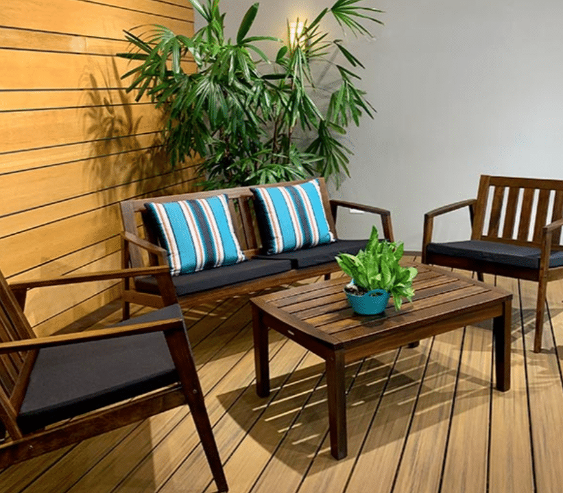 Tramontina Wooden Sofa Balcony in Jatoba Wood with Sanded Finish 2 Seats With out Cushion
