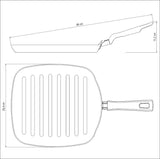 Tramontina Loreto Aluminum Skillet Grill with Interior Starflon Max Nonstick Coating and Bakelite Handle 26 cm, 1,0 L Graphite