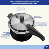 Tramontina Vancouver Effect Black Aluminum Pressure Cooker with Interior and Exterior Starflon Max Nonstick Coating, 20 cm, 4.5 L 20591420